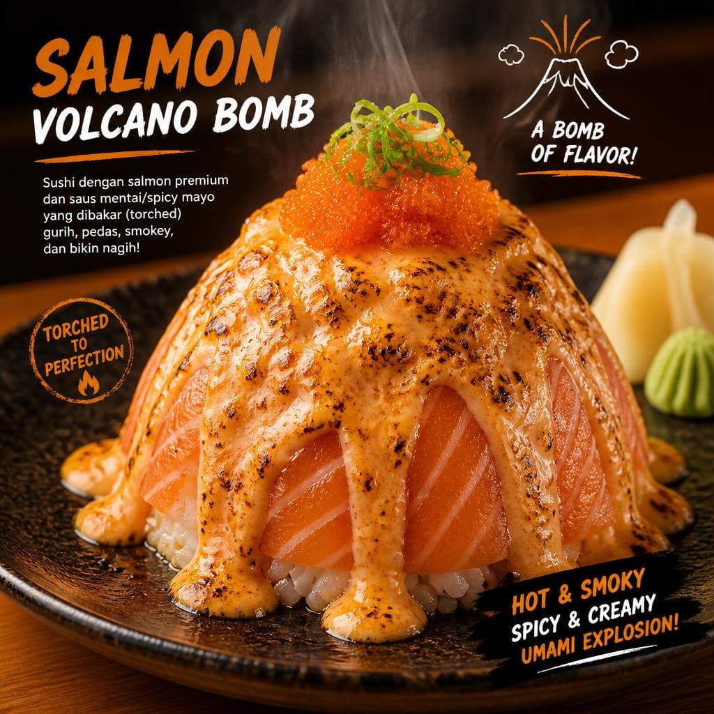 Salmon Volcano Bomb Sushi Hiro menu appetizer salmon